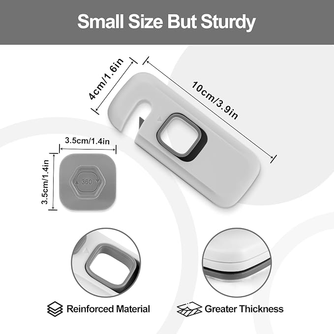 2 Pack Childproof Refrigerator Lock,Cupboard Locks for Children,Freezer Lock Apply to Max 1"(25mm) Sealing Strip,Cabinet Cupboard Lock for Toddlers,Easy to Install,No Tools Need or Drill,Grey