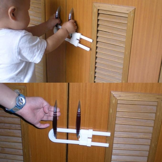 Vaguelly 4 Pack Child Safety Cabinet Latches No Drilling U-shaped Locks for Kitchen Closet Door Sliding Drawer d Handle Pink