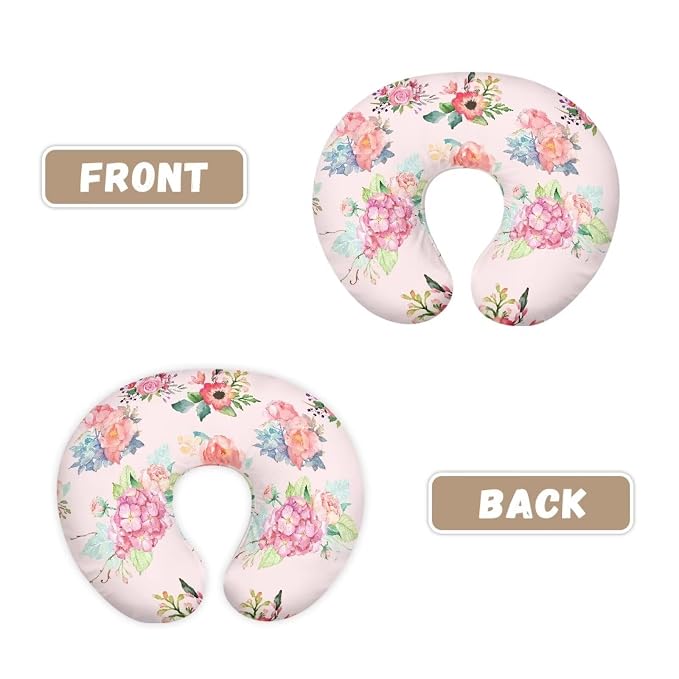 Pink Flower Nursing Pillowcase for Newborn Baby Boys Girls, Comfortable and Breathable Breastfeeding Bottle Feeding Pillow Cover for Baby Boys Girls Infant
