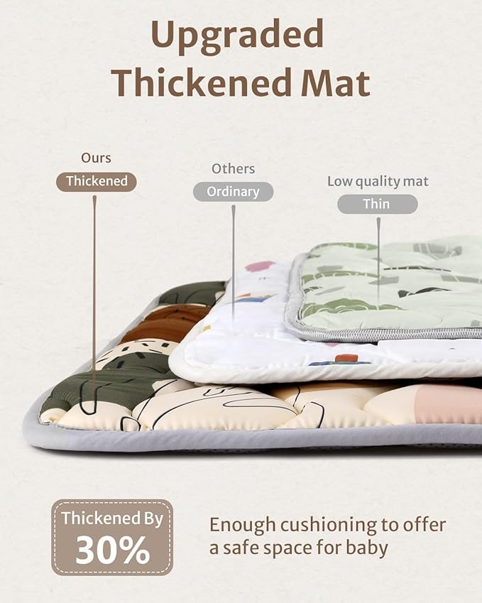 Blissful Diary Baby Play Mats for Floor, 50x50 Crawling Mat for Playpen, Thicken Soft Padding Foam Playmats for Babies and Toddlers Infants, Foldable and Machine Washable, Boho Design