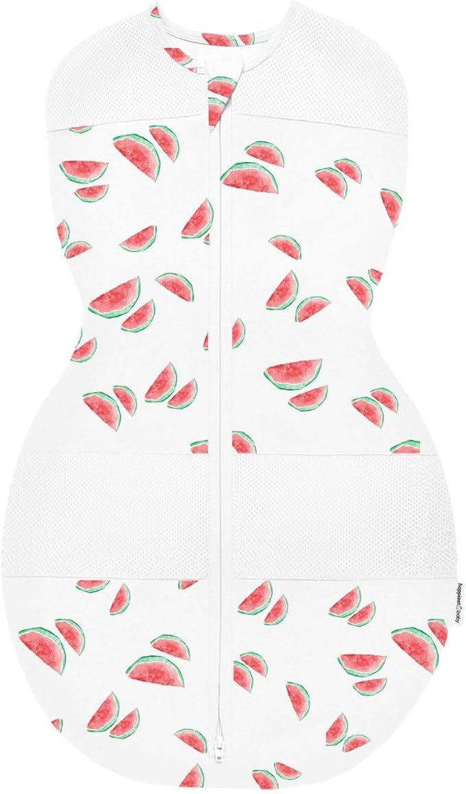 Happiest Baby Sleepea 5-Second Swaddle - 100% Organic Cotton Baby Swaddle Blanket - Doctor Designed Promotes Healthy Hip Development (Ivory Watermelons, X-Large)