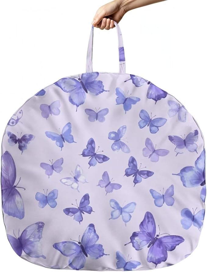 Purple Butterfly Nursing Pillow Cover Floral Neutral Breastfeeding Pillow Cover Fits 26in*24in Nursing Pillow for Baby Boy Girl,Neutral Baby Nursing Pillow Cover Pillow Not Included