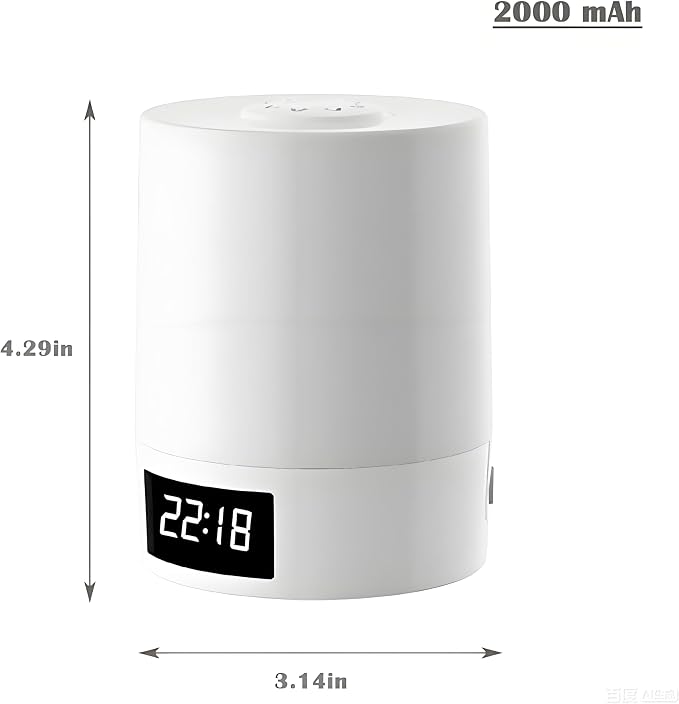 Night Light with Clock, 3 Color 2000mAh Dimmable Rechargeable LED Touch Lamp, Eye-Caring Cordless Bedside Light, Portable Kids Night Light for Bedroom (1, 3.14″ x 4.29″)