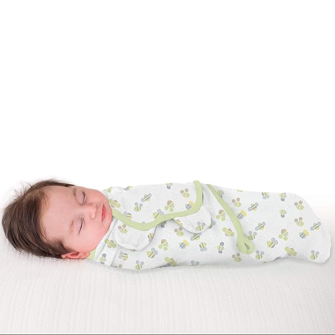 SwaddleMe by Ingenuity Original Swaddle, 100% Cotton, Improves Sleep & Calms Startle Reflex, 0-3 Months, 3-Pack - Busy Bees