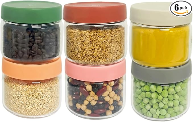 Premium 10oz Borosilicate Glass Jars with Airtight Lids (6 Pack) ??Freezer to Oven Safe (-4°F to 446°F) ??For Overnight Oats, Chia Pudding, Yogurt Parfaits, Dressings, Sauces & More