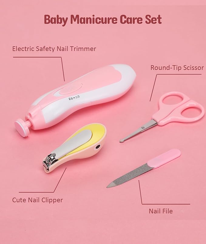 Baby Healthcare and Grooming Kit, Electric Safety Nail Trimmer Baby Nursery Kit, Newborn Care Kits with Hair Brush Comb for Newborn Infant Toddlers Baby Boys Girls Kids, Baby Shower Gifts