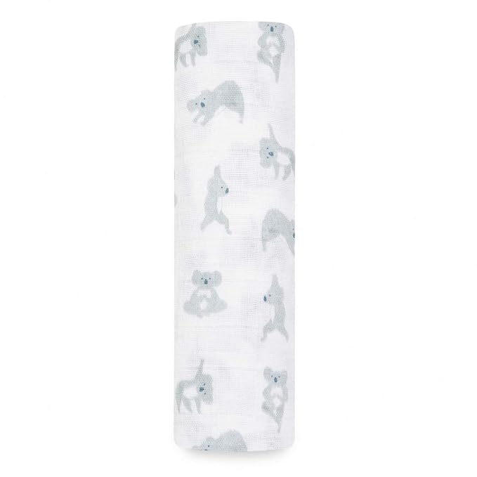 aden + anais Swaddle Blanket, Boutique Muslin Blankets for Girls & Boys, Baby Receiving Swaddles, Ideal Newborn & Infant Swaddling Set, Perfect Shower Gifts, Single, Now + Zen-Koalas