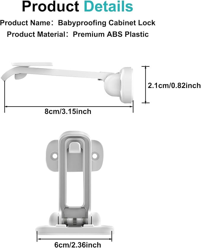 10 Pack Baby Proofing Cabinet Locks - No Drilling Required Child Proof Locks for Cabinets, Drawers Easy Installation Safety Reusable Childproof Cabinet Locks (Style 1)