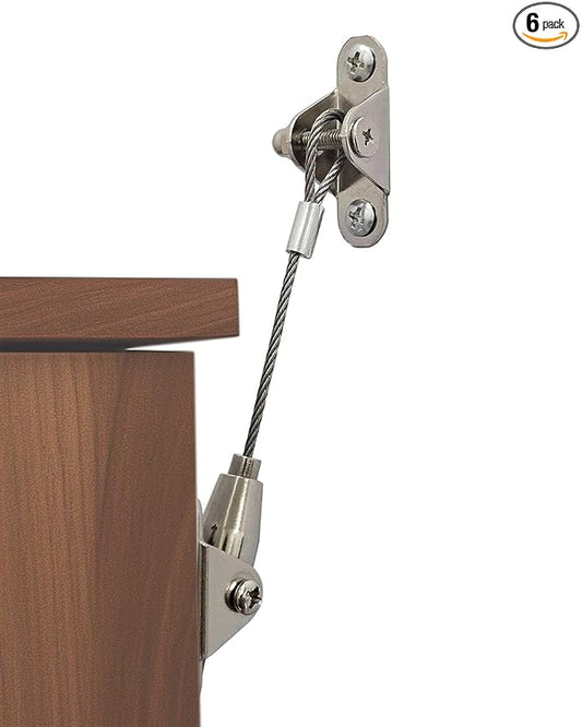 6 Sets Anti Tip Furniture Anchors for Baby Proofing, Earthquake Straps, Furniture Secure to wall Anchors, Childproof and Home Safety, Adjustable 20in