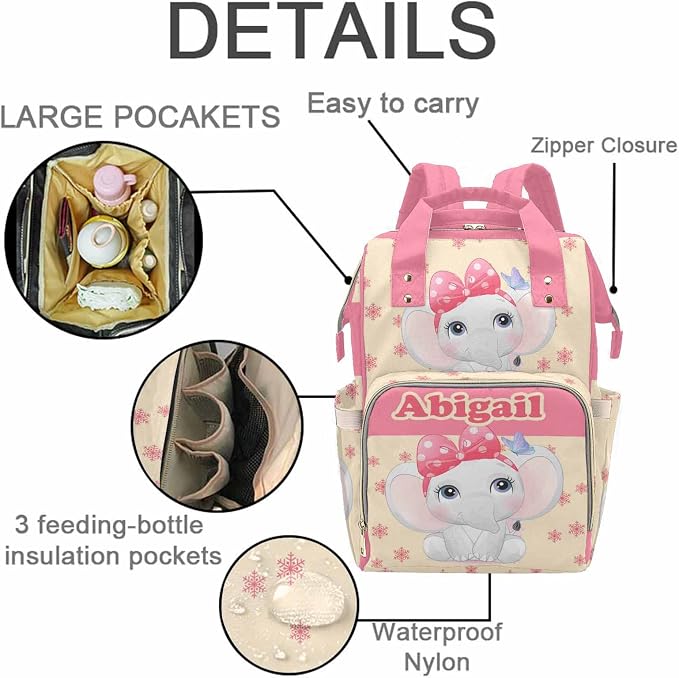 M YESCUSTOM Customized Cartoon Animal Baby Bag Personalized Diaper Bag Backpack with Name Custom Waterproof Large Capacity Travel Daypack