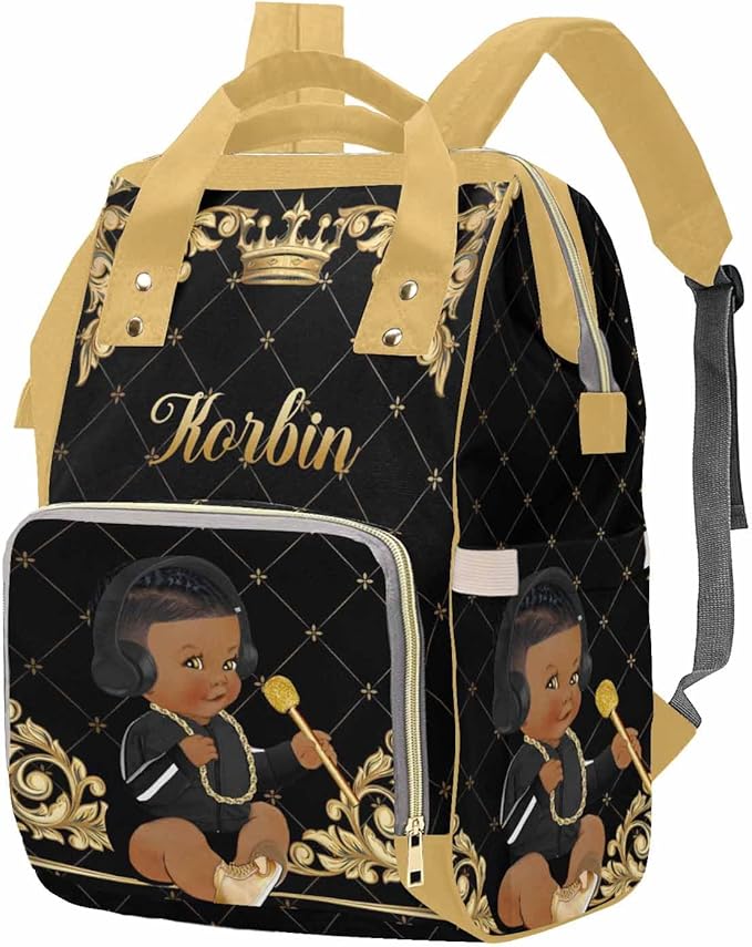 M YESCUSTOM Custom Name Diaper Bag Backpack for Wife Women Portable Waterproof Diaper Bags Mothers Day Gifts Personalized Cute Mommy Nursing Daypack Black Travel Diaper Backpack