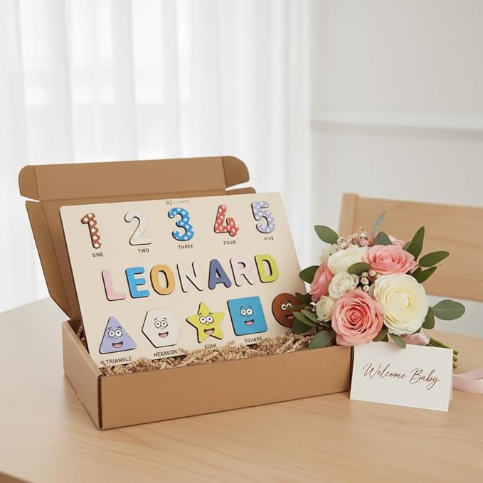 Puzzles for Toddlers Boy and Girl, Personalized Name Puzzle, 12 Month Toy, Gifts for 0 1 2 3 Years Old, Baby Gifts, Baby Shower, Christmas, NewBaby Gift, 0 3 6 9 12 18 24 36 Months - Set 6