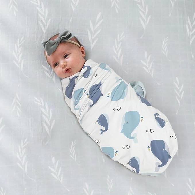 GRSSDER Baby Blankets Super Soft Jersey Knit Swaddle Blanket for Baby Girls and Boys, Double Layer Receiving Blankets 34 x 44 Inches Extra Large for Baby Swaddling, Lovely Whale