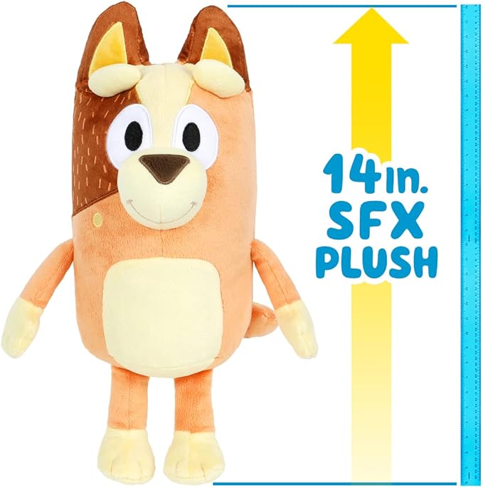 Bluey Sound Effects Talking Chilli Stuffed Plush, 14??Soft Musical Toys, Stuffed Animal with 9 Different Phrases, Singing Toys for Kids