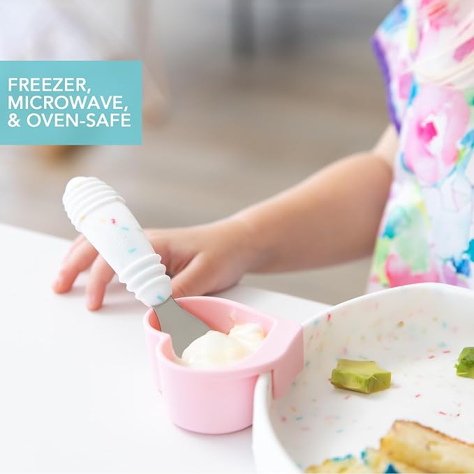 Bumkins Baby Silicone Little Dippers, Attaches to Bowls, Dishes and Plates, Sauce Cup, Holds Condiments, Dip, Puree, Toppings, Baby Led Weaning, Essential Feeding Supplies, for Babies 6 Months Up