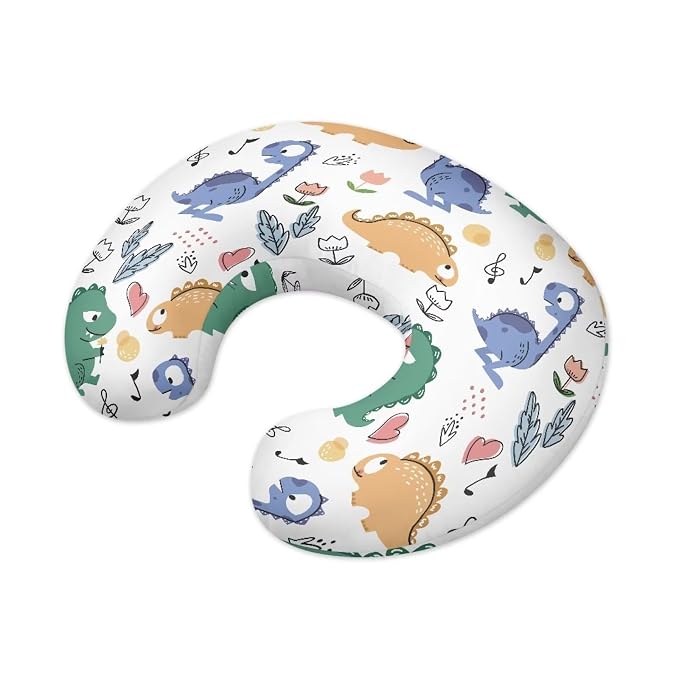 Cartoon Dinosaur Breastfeeding Pillow Cover for Boys Girls Durable Skin-Friendly Fabric Newborn Nursing Pillow Replacement Case with Hidden Zipper