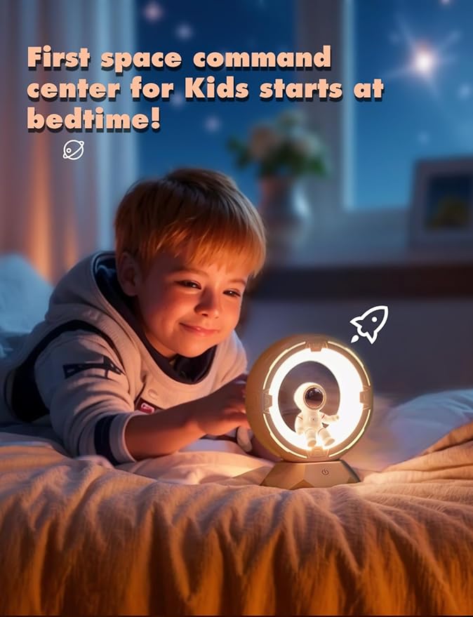 Night Light Kids, Astronaut Space Night Light Lamp with 9-Level Cold Warm Light Rechargeable Dimmable Tap Touch Nightlight for Kids Children Toddler Bedroom Bedside Livingroom Desktop