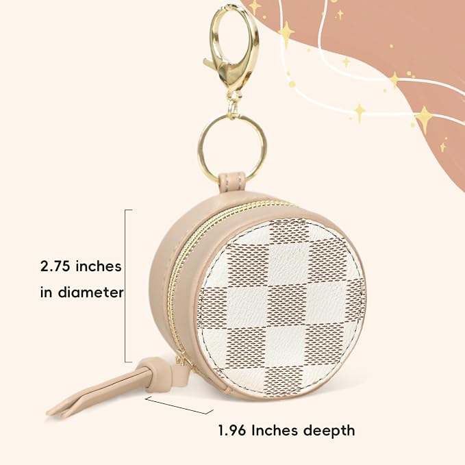 miss fong Checkered Pacifier Holder Case with Clip, Pacifier Pouch Cover, Pacifier Charm Pod with Clasp Attach to The Strollers & Diaper Bags, Hold 2 Pacifier or Nipple Shield(White Checkered)