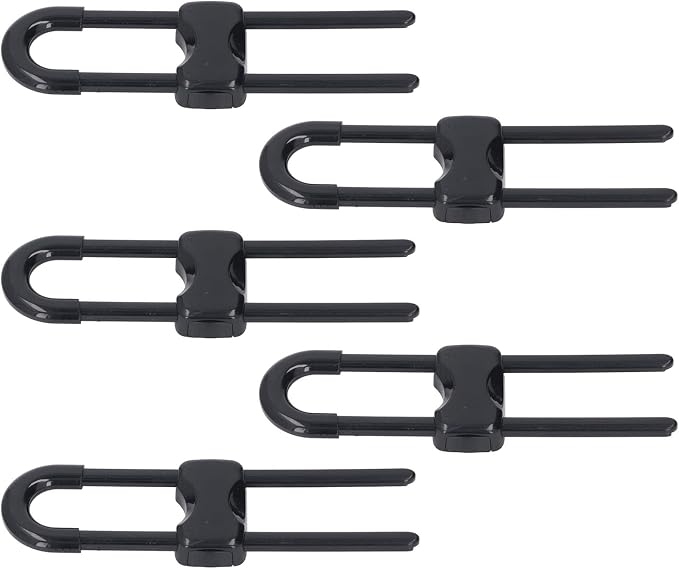 5 Packs Sliding Cabinet Locks, Baby Proofing Adjustable U Shaped Child Safety Cabinet Locks, Multifunctional Childproof Latches for Handles Knobs Drawers Closet Cupboard (Black)
