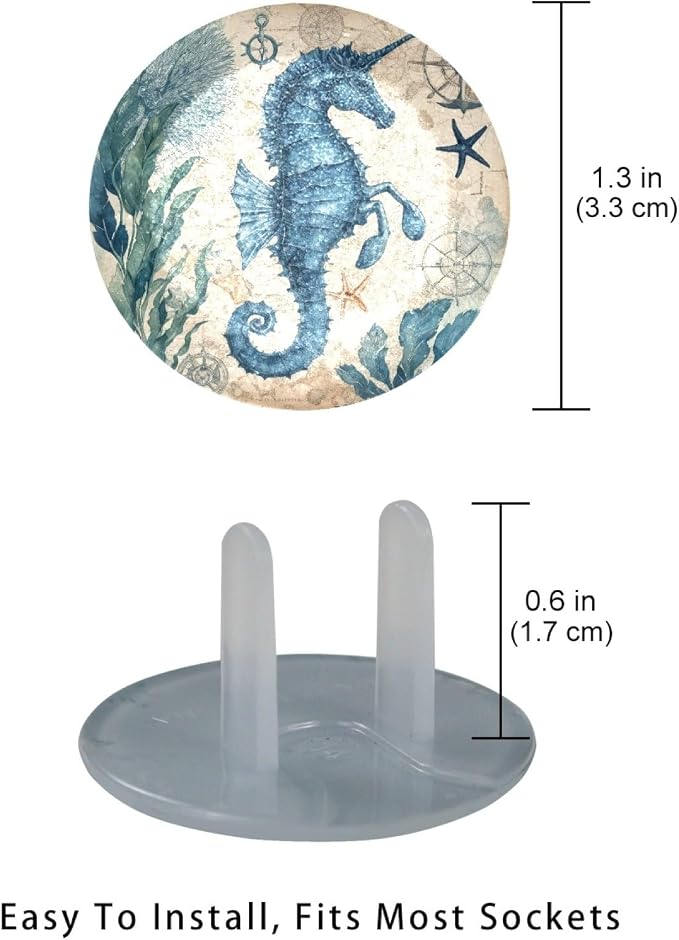 Outlet Covers Baby Proofing, Seahorse 12 Packs Socket Covers for Electrical Outlets, Safety Wall Plug Receptacle for Home, Office, Kids Room, Bedroom