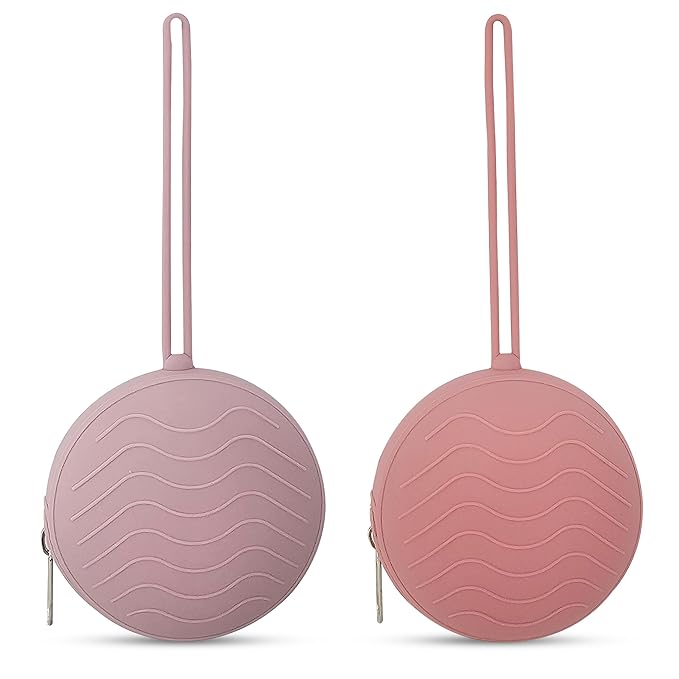 HippoBaby Silicone Pacifier Holder Case 2-Pack ??BPA-Free, Food-Grade Silicone ??Zippered Travel Pacifier Organizer ??Portable Baby Case for Pacifiers, Teethers & Essentials ??Dishwasher Safe