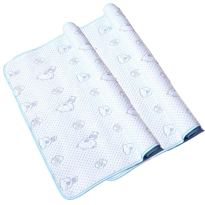 Monvecle 2pcs Pack Baby Infant Waterproof Cotton Changing Pads Washable Resuable Diapers Liners Mats Blue Bear 28" x 20"