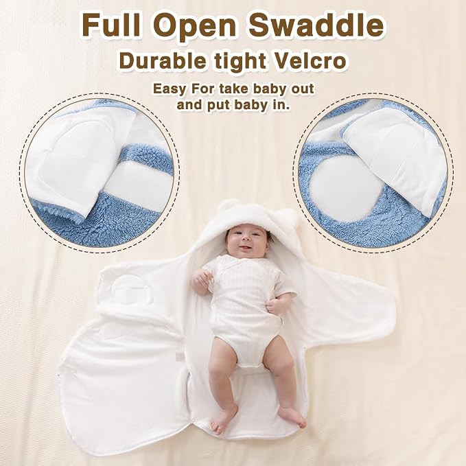 AiWMGL Baby Winter Fleece Swaddle Blanket 0-3 Months Boys Girls Warm Adjustable Newborn Swaddling Wrap Soft Plush Sleeping Sacks