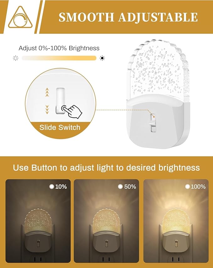 DORESshop LED Night Light, Baby Night Lights[4 Pack], Plug in NightLight with Auto Dusk to Dawn Sensor, Adjustable Brightness NightLights for Kids, Bathroom, Bedroom, Nursery Room, Soft White 3000k