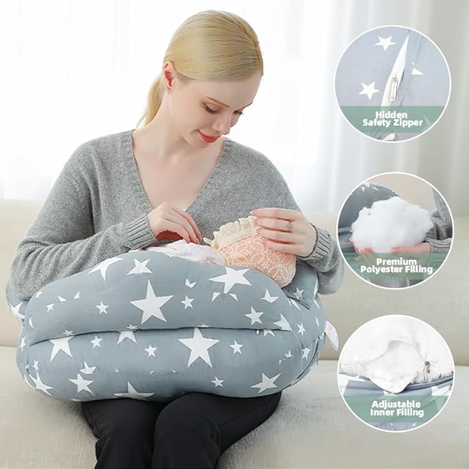 Chilling Home Nursing Pillow for Breastfeeding, Adjustable Nursing Pillow Breast Feeding Pillow Bottle Feeding, Breastfeeding Essentials for Newborn, Removable Cover