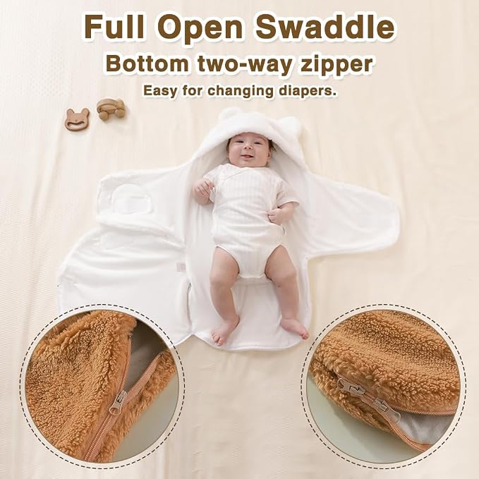 AiWMGL Baby Winter Fleece Swaddle Blanket 3-6 Months Boys Girls Warm Adjustable Newborn Swaddling Wrap Soft Plush Sleeping Sacks