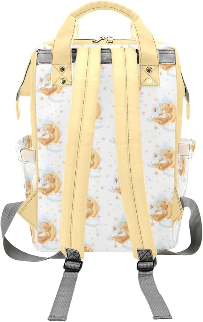 Custom Diaper Bag with Name Personalized Bear Nylon Travel Backpack for Holiday Travel Customized Nappy Changing Bag with Pockets for New Mom