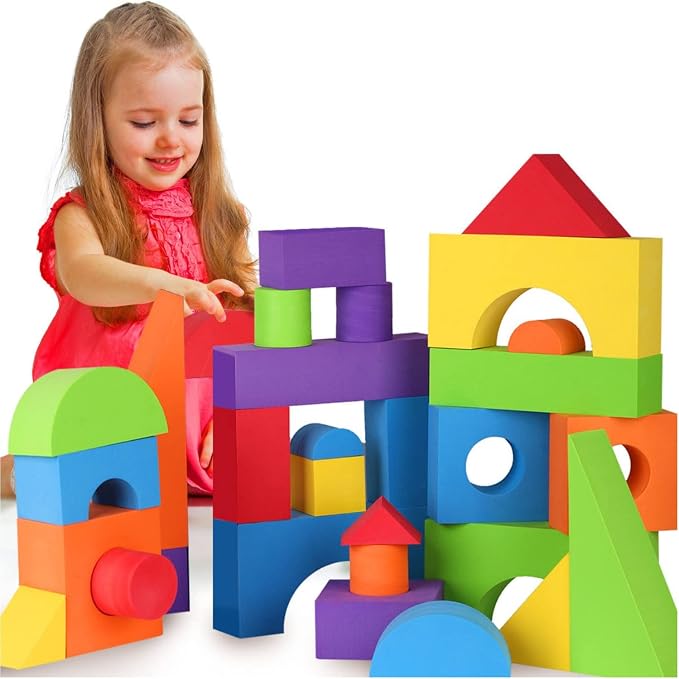 LOLO TOYS Large Building Foam Blocks for Toddlers – Giant Jumbo Big Building Blocks (30 Pieces)