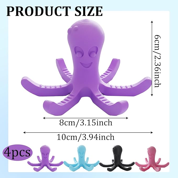 3D Octopus Bottle & Glass Dryer Stand, 4Pcs Printed Fun and Functional Dish Drainer for Cups, Bottles, Mugs, and More - Unique Kitchen Accessory, Non-Slip Design for Efficient Drying