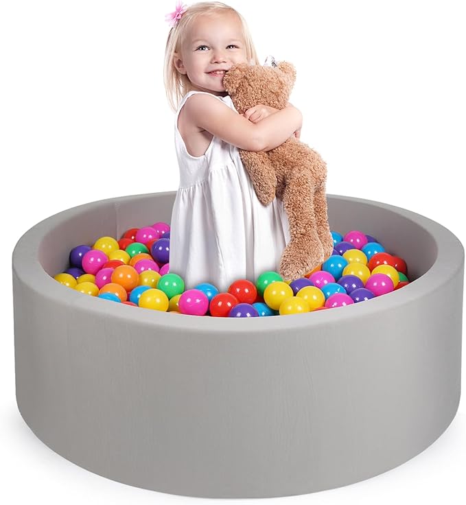 Foam Ball Pit, 35"x 12" Ball Pits for Toddlers, Soft Round Kiddie Baby Ball Pool for Kids, Ideal Gift for Babies Indoor Outdoor Game, Balls Not Included (Grey)