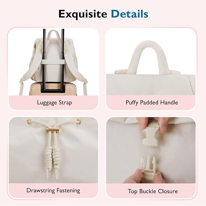 mommore Diaper Bag Backpack, Small Diaper Backpack for Travel, Drawstring Puffer Diaper Bag, Lightweight Quilted Baby Bag with Stroller Straps, Changing Pad