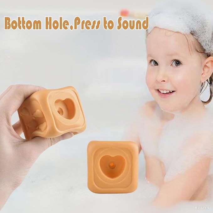 2-in-1 Soft Stacking Blocks & Rings,Montessori Sensory Toys for Babies 6 12 18 Months,Essentials Squeeze Teether,Textured,Sensory Educational Learning Toys for Infant