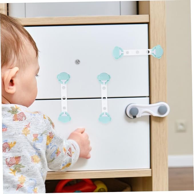 3pcs Boy Girl Safety Cabinet Locks Durable Soft Easy Install Proofing Furniture Locks for Cabinets Fridge Green Prevents Access to Harmful Items