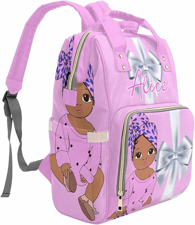 M YESCUSTOM Customized Diaper Backpack for Women Men Custom Pink Nappy Mommy Bags with Name Personalized Nursing Bag New Born Gift for Mother, Friends, Dad Work Travel and Holiday