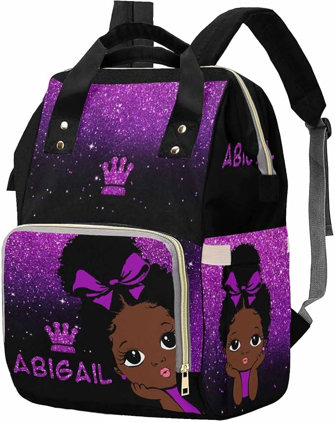 M YESCUSTOM Personalized Baby Bag For Mom Custom Purple Twinkle Diaper Bag with Name Customized Diaper Carrying Bag Newborn Gift for Women