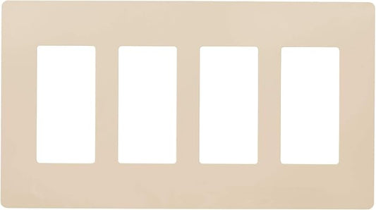 Faith Electric 4-Gang Decorator Screwless Wall Plate Child Safe Outlet Covers, 4.68"H x 8.4" L, Fits GFCI, USB Receptacles, Dimmers, and Lighting Controls, ETL Listed, Ivory