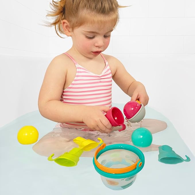 Yookidoo Ice Cream Bucket - Baby Bath Toys Scoop 'N' Splash Set with Floating Cups and Ice Cream Scooper - Water Toys for Toddlers Bathtime Fun