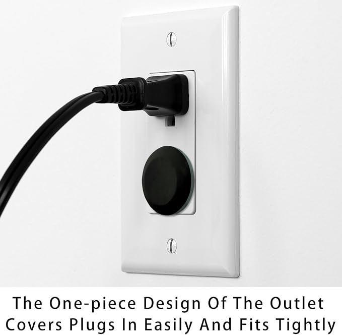 24 Packs Outlet Covers Baby Child Proofing, Pure Black 2-Prong Power Wall Plate Safety Receptacle Cover, Socket Protection Cap for Home, Kids Room, Bedroom
