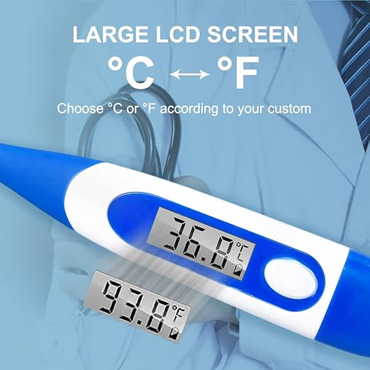 Berrcom Digital Thermometer for Adults, Oral and Underarm Thermometer for Baby and Kids Medical Thermometer with Fever Alarm Rectal Thermometer with Soft Tips