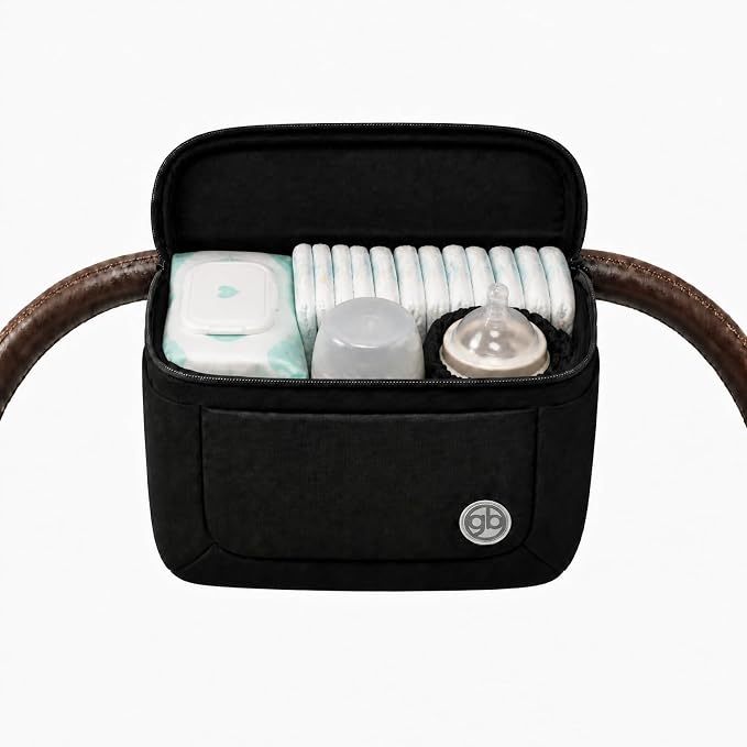 gb Stroller Organizer Bag with Insulated Cup Holder, Universal Large Capacity Baby Stroller Storage Bag, Multi-Pocket Diaper Organizer with Adjustable Straps, Convertible Shoulder Bag for Travel Moms