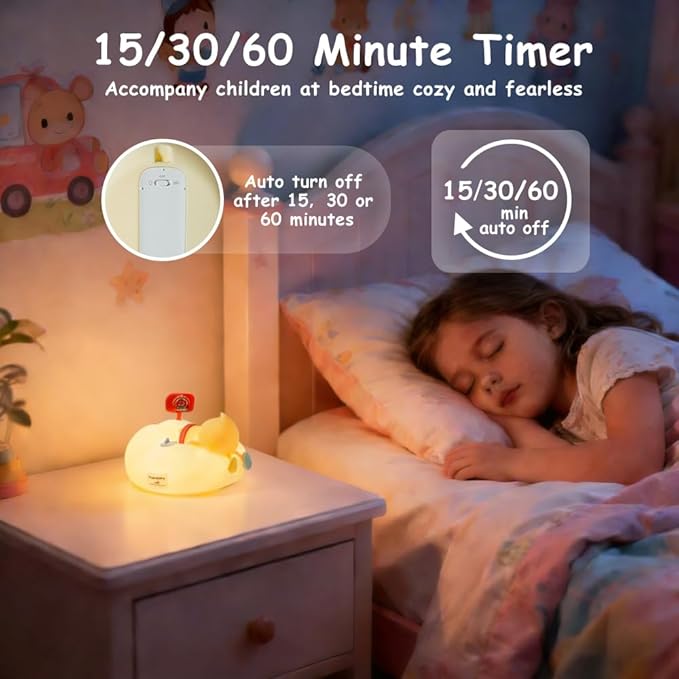 Duck Night Light for Kids, 3 Brightness Levels LED Nursery Lamp Dimmable & Rechargeable, Duck Silicone Lamp for Bedroom/Nursery,Room Decor Lamp Gift for Adult Toddler/Boys/Girls Yellow