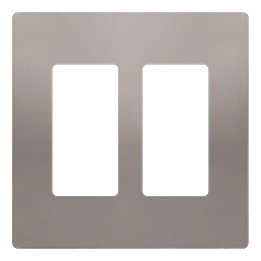 ENERLITES Elite Series Screwless Decorator Wall Plate Child Safe Outlet Cover, Size 2-Gang 4.68" H x 4.73" L, Unbreakable Polycarbonate Thermoplastic, SI8832-NK, Glossy, Nickel