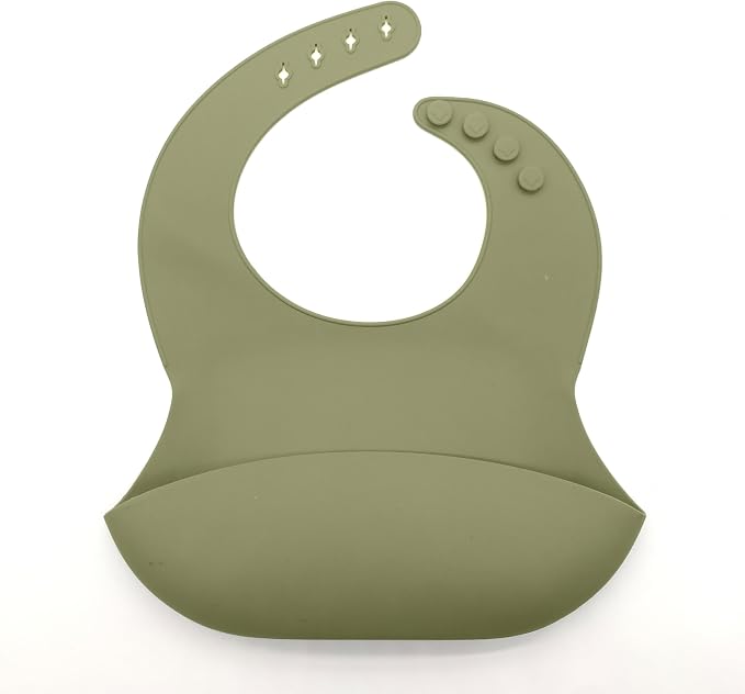 Silicone Baby Feeding Set, Toddler Feeding Set With Divided Suction Plate Bowl Spoons Forks Sippy Cup Adjustable Bib Non Slip Mat, Baby Eating Utensils, Bear Shape, 7-Piece, (Green)