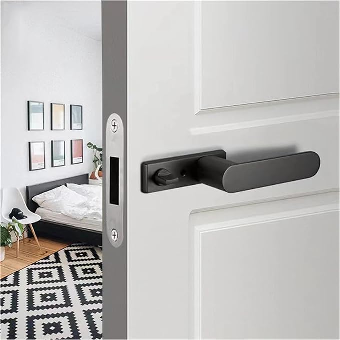 Zinc Alloy Room Wooden Door Lock Bedroom Magnetic Indoor Handle Locks Toilet Door Universal Household Mechanical Locks 1Pcs