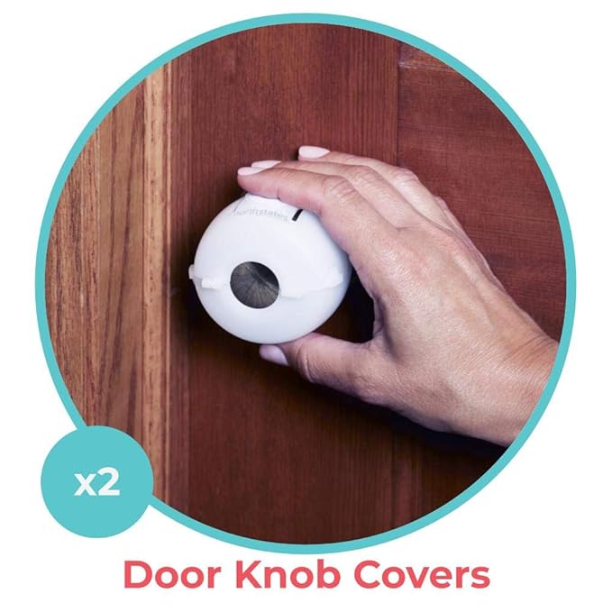 Toddleroo by North States - Door Knob Covers for Baby Proofing: Child Proof Door Knob Safety Cover for Kids - 2 Pack - White
