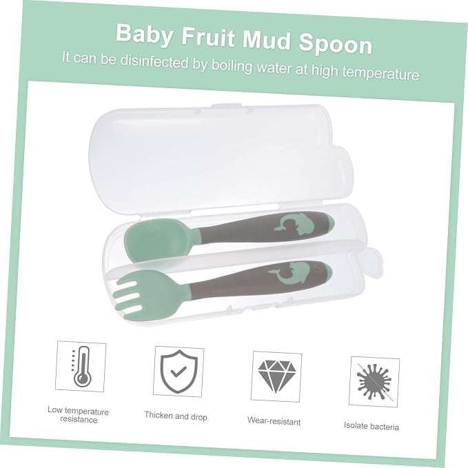 TOYANDONA 1Set Utensils Set Food Grade Spoon Fork for Self Feeding Bendable Design for Little Hands Portable Storage Box Included Eating Essentials